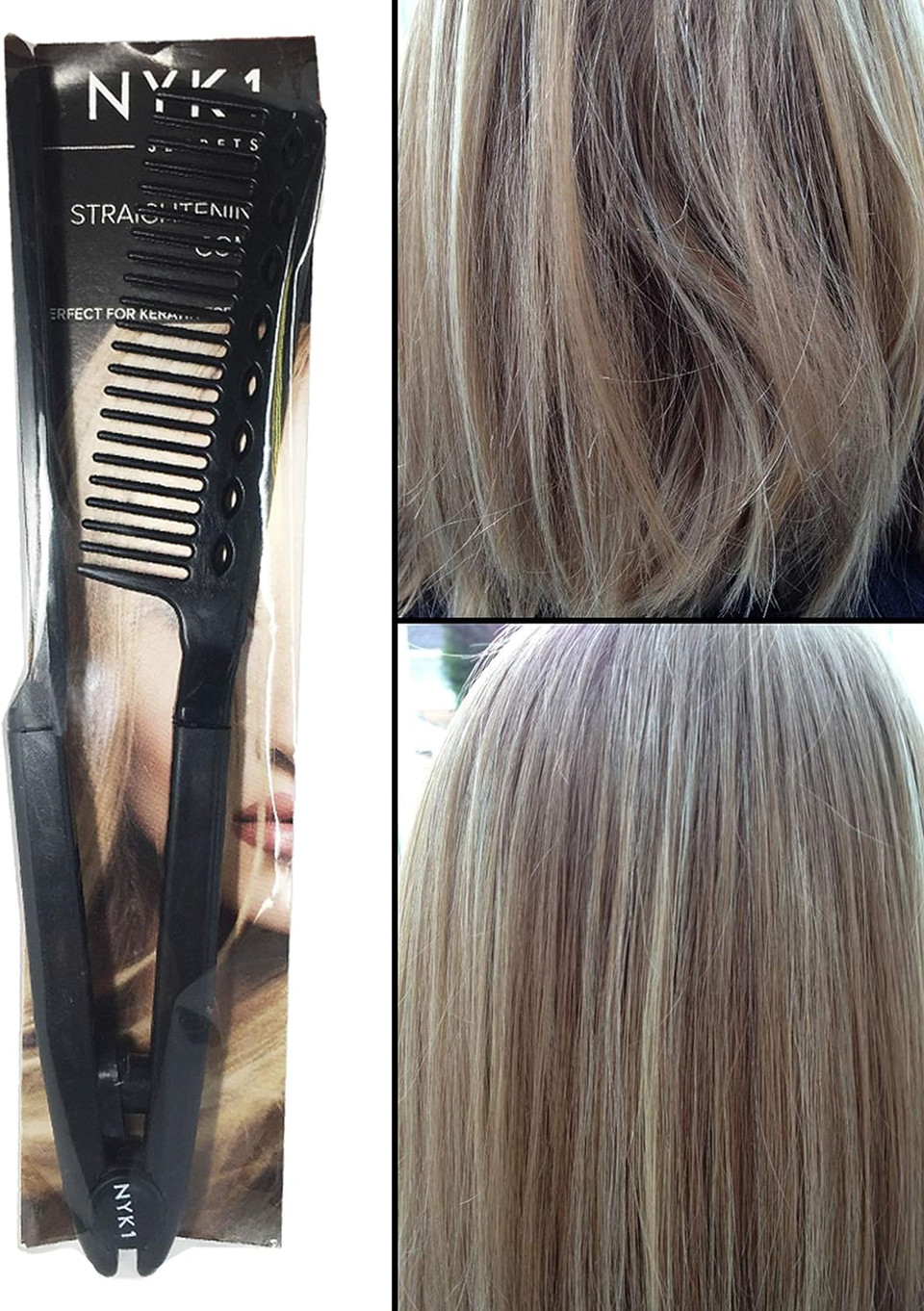 Professional Hair Straightening Styling Comb Brush For Curly, Thick Or Coarse Hair By Nyk1 - Great Gift Or Add On Item