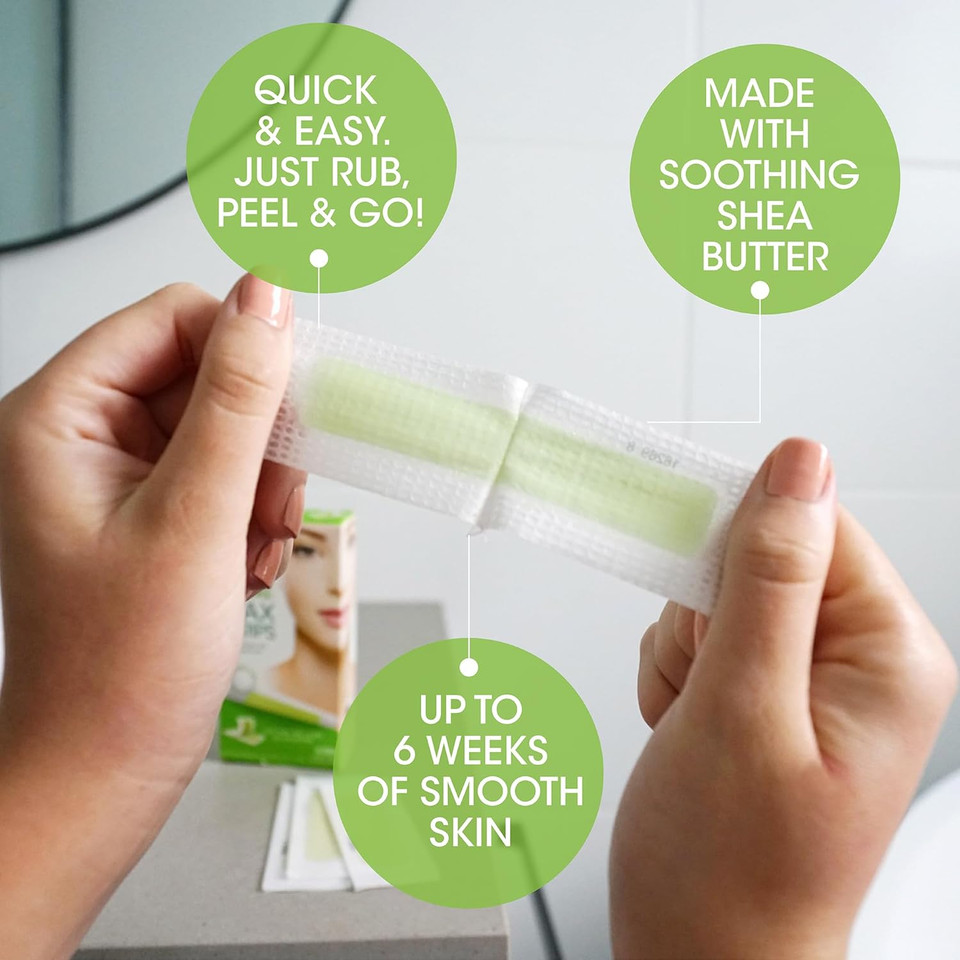 Nad's Facial Wax Strips - Facial Hair Removal For Women, Face Wax Strips, Includes 20 Waxing Strips + 4 Calming Oil Wipes, Hypoallergenic