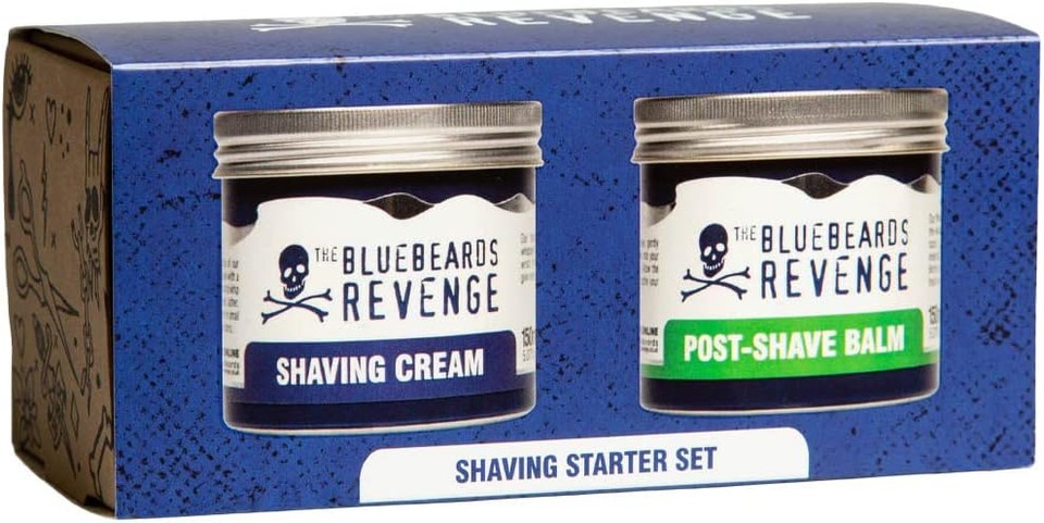 The Bluebeards Revenge Shaving Starter Set, Vegan Friendly Gift Set, Includes Shaving Cream (150ml) and Post Shave Balm (150ml) - 2 Piece