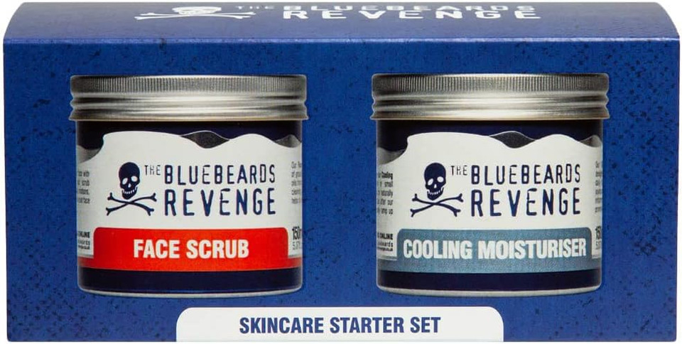 The Bluebeards Revenge Skincare Starter Set, Vegan Friendly Gift Set, Includes Face Scrub (150ml) Cooling Moisturiser (150ml) - 2 Piece