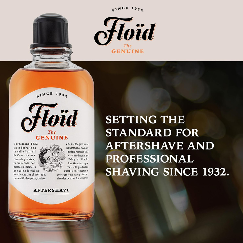 Floid The Genuine Aftershave Lotion (400ml), Men's Aftershave with Refreshing Menthol Rebalances, Regenerates and Reduces Skin Irritation, Men's Skin Care
