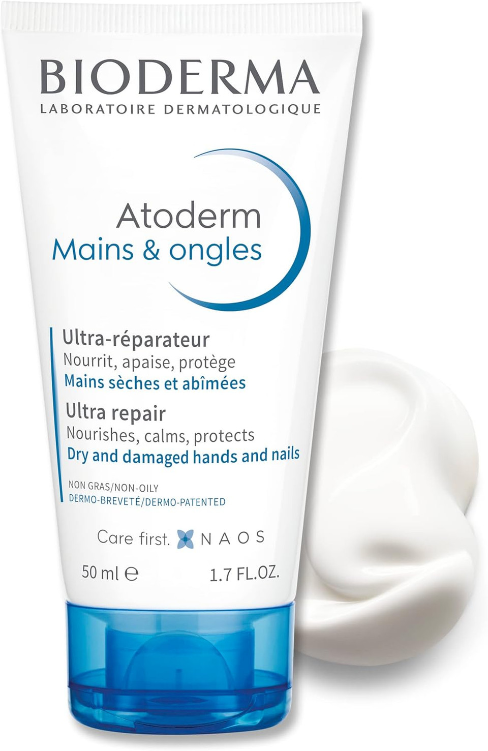 Bioderma Atoderm Hand & Nails Cream - Ultra Repairing & Nourishing Hand Cream & Nail Strengthener, Protect & Hydrate Very Dry & Sensitive Skin, 50ml