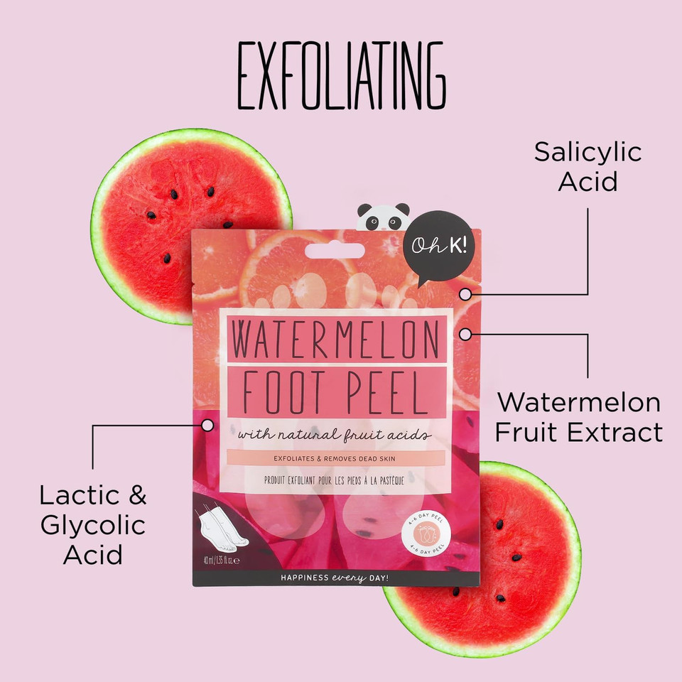 Oh K! Exfoliating Foot Socks, For Dry Hard Skin, Green Apple Scent, Vegan and Cruelty Free, 65g