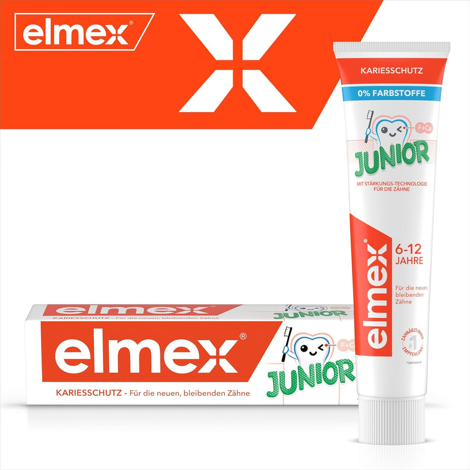 elmex JUNIOR Zahnpasta, 6-12 Jahre, Doppelpack, 2x75 ml