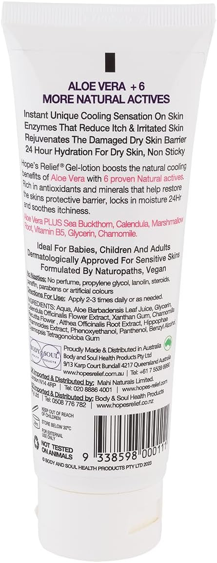 Hope's Relief Gel-Lotion Skin Care for Dry Skin Eczema Itch Relief, Dermatitis Treatment & Psoriasis Relief 110g