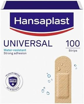 Hansaplast Universal Plasters (100 Strips), Dirt and Water Resistant Wound Plasters, Large Plaster Set with Strong Adhesion