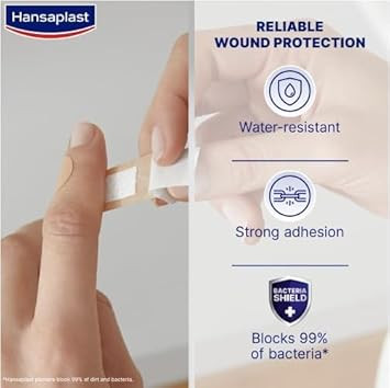 Hansaplast Universal Plasters (100 Strips), Dirt and Water Resistant Wound Plasters, Large Plaster Set with Strong Adhesion