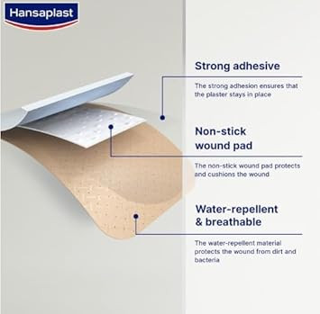 Hansaplast Universal Plasters (100 Strips), Dirt and Water Resistant Wound Plasters, Large Plaster Set with Strong Adhesion
