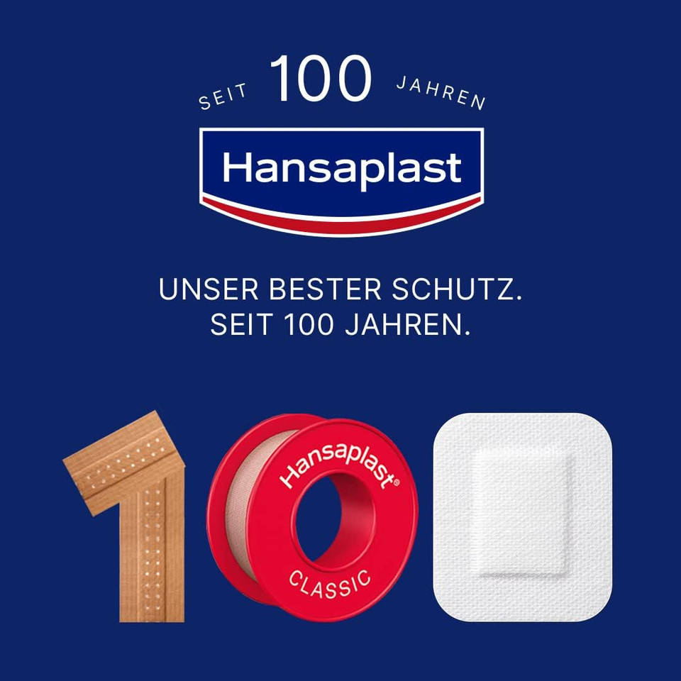 Hansaplast Universal Plasters (100 Strips), Dirt and Water Resistant Wound Plasters, Large Plaster Set with Strong Adhesion