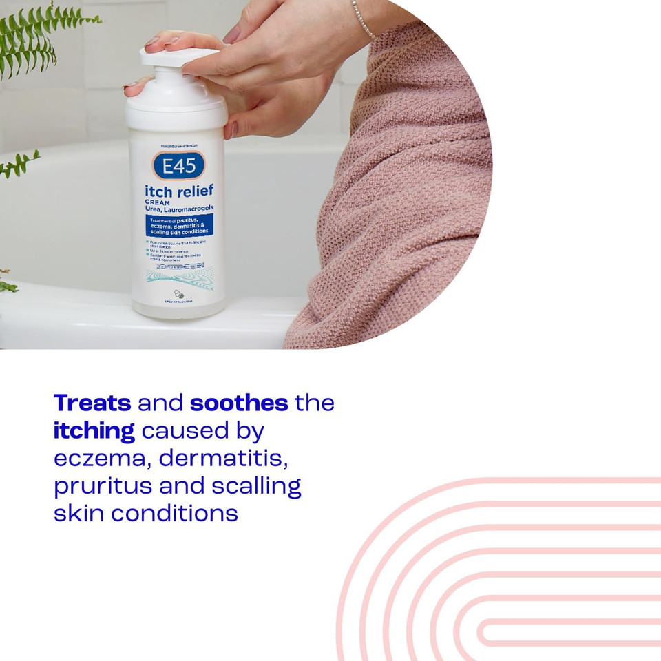 E45 Dermatological Itch Relief Cream, Moisturising Dual Action Treatment for Itchy and Irritated Skin, 500g