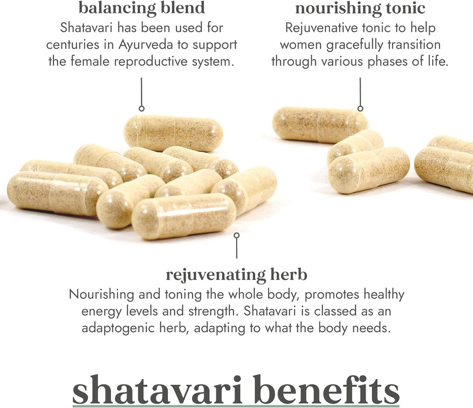 Fushi Shatavari Organic Herbal Supplement 60 Caps | Fresh-Ground Wholefood | Female Balance | Womenã¢ÂS Health Supplement | Ethical & Vegan