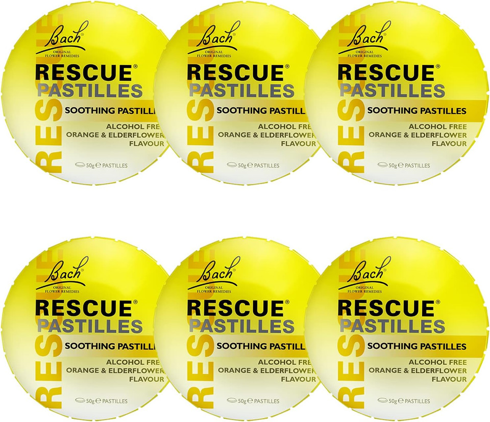 Rescue Remedy Pastilles 6 Pack Bundle, Orange And Elderflower, Emotional Wellness And Balance, Easy To Use Format, 6 X 50G Packs