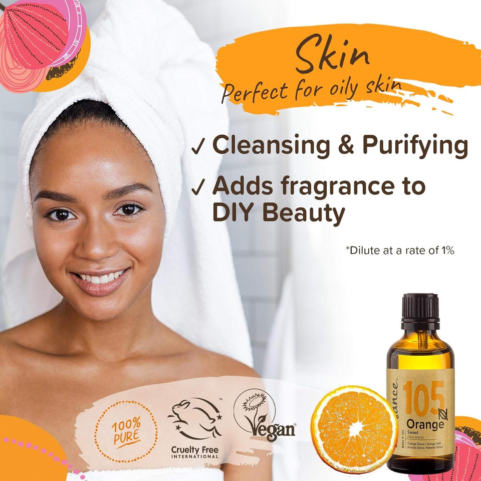 Naissance Sweet Orange Essential Oil (No. 105) 50Ml - Pure, Natural, Cold Pressed, Cruelty Free, Vegan And Undiluted - For Aromatherapy & Diffusers