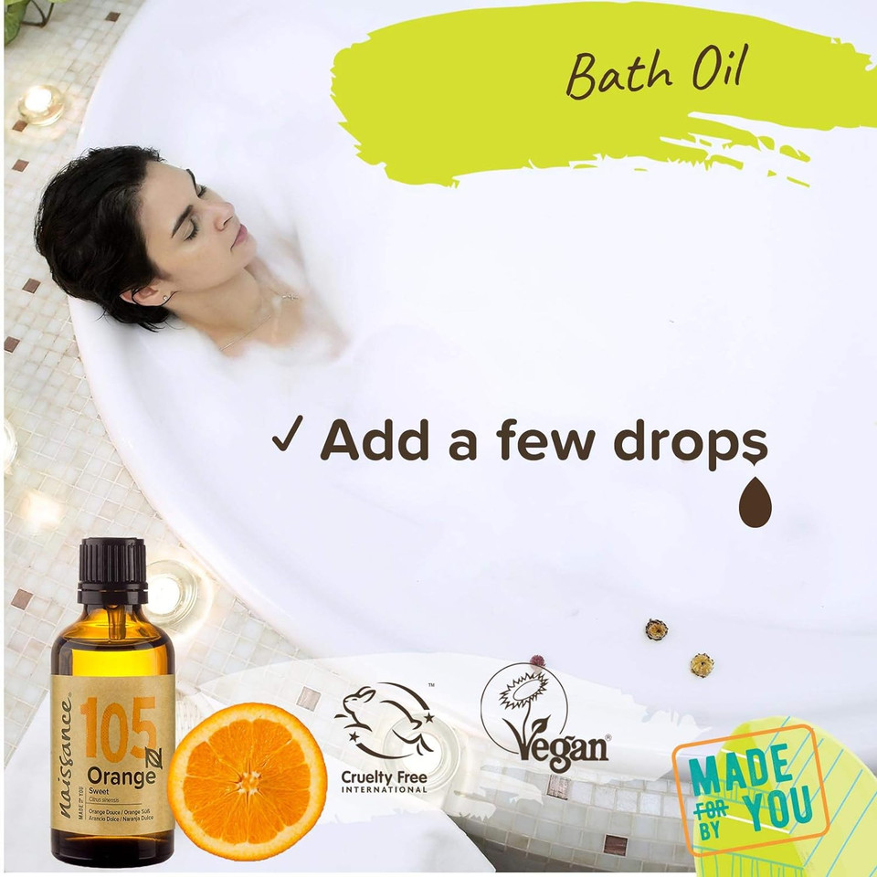 Naissance Sweet Orange Essential Oil (No. 105) 50Ml - Pure, Natural, Cold Pressed, Cruelty Free, Vegan And Undiluted - For Aromatherapy & Diffusers