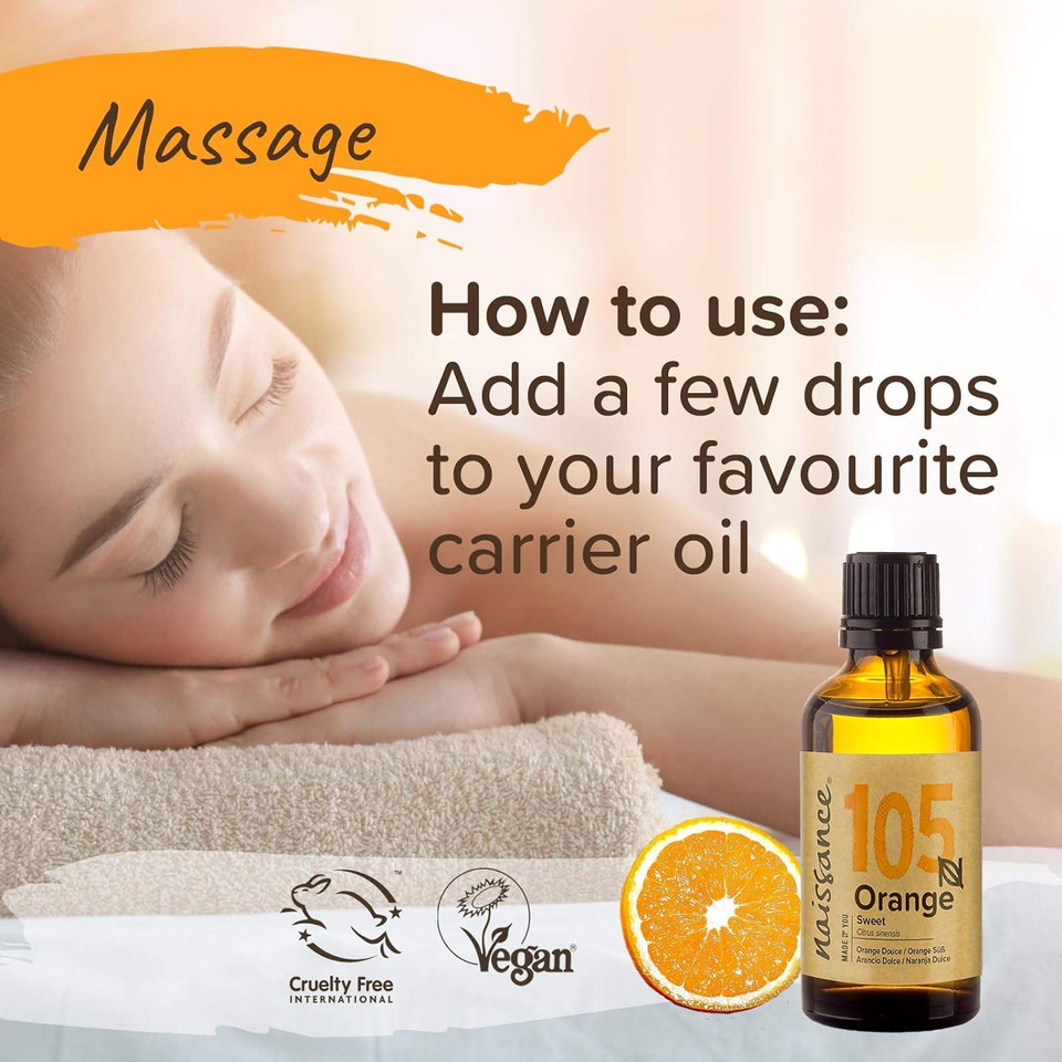 Naissance Sweet Orange Essential Oil (No. 105) 50Ml - Pure, Natural, Cold Pressed, Cruelty Free, Vegan And Undiluted - For Aromatherapy & Diffusers