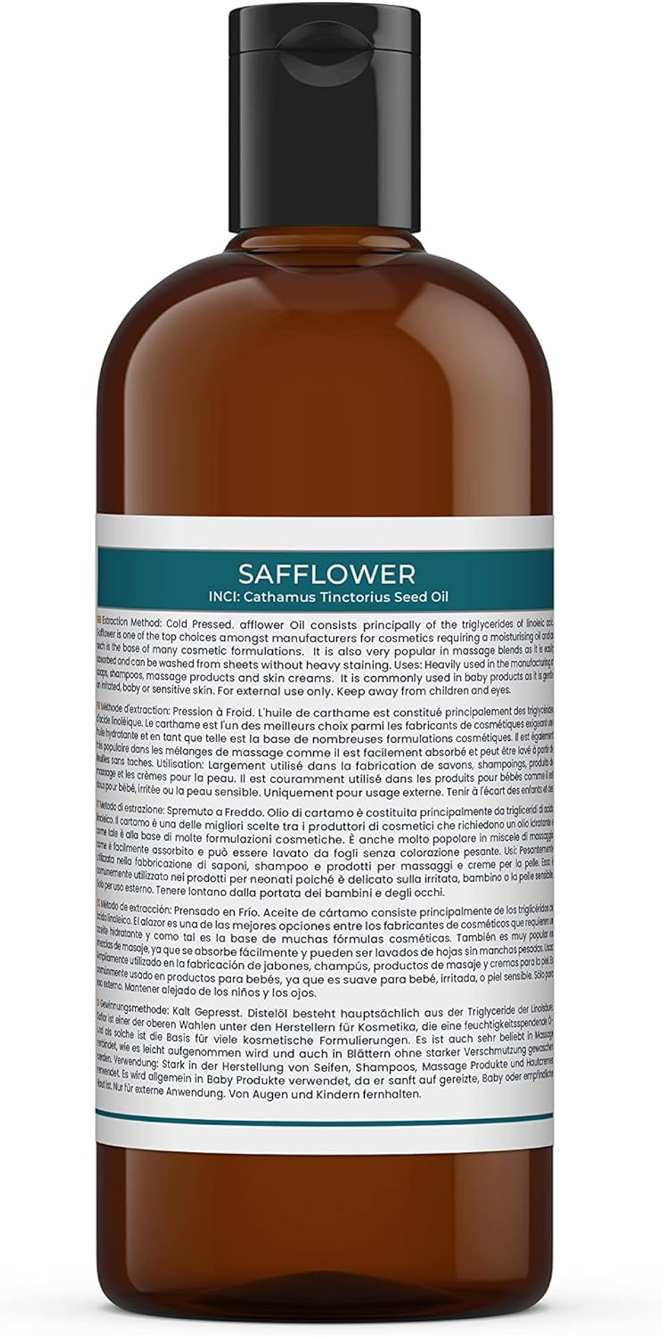 Mystic Moments | Safflower Carrier Oil 500ml - Pure & Natural Oil Perfect For Hair, Face, Nails, Aromatherapy, Massage and Oil Dilution Vegan GMO Free