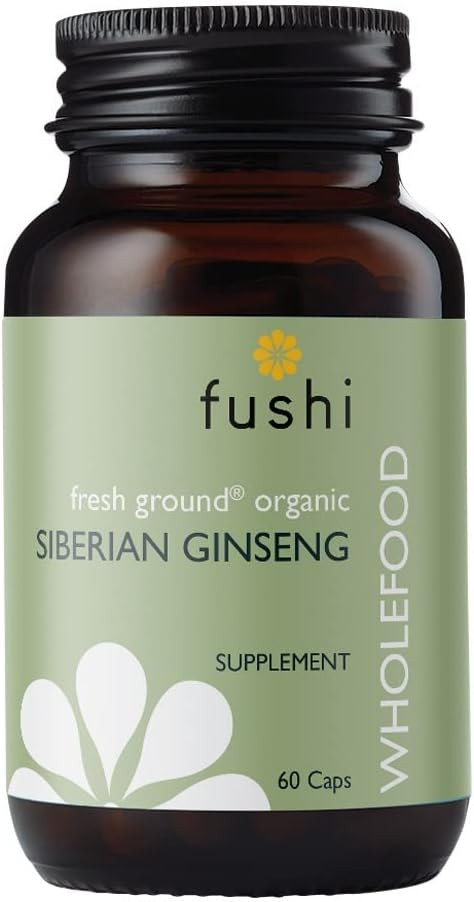 Fushi Organic Siberian Ginseng Capsules, 60 Caps | Fresh-Ground Whole Food | Strengthens Immune System, Purifies Blood, Stimulates Digestion | Ethical & Vegan | Manufactured in the UK