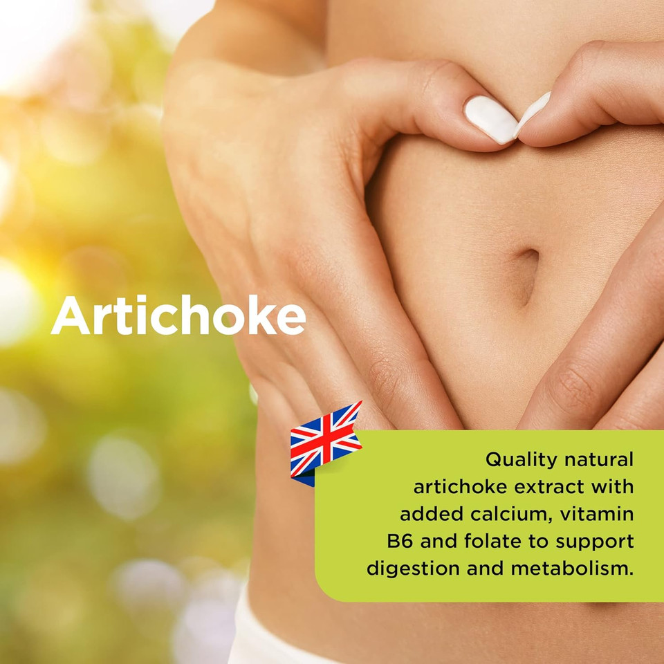Healthspan Artichoke Extract 360mg (120 Tablets) | Supports Digestion & Liver Health | High Strength Vegan Artichoke Tablets with 7.2mg of Cynarin | with Calcium, Folate & Vitamin B6 | Vegan