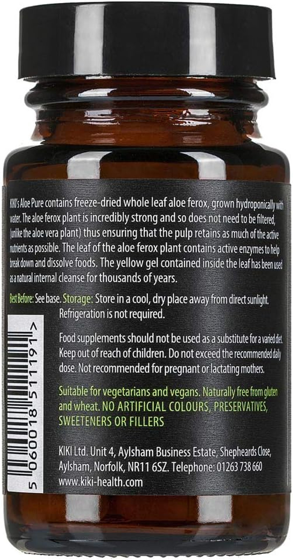 Kiki Health Aloe Pure Capsules- | 20 Vegan Capsules | 10 Months Supply | Colon Cleanse, Digestion Support, Natural Soother