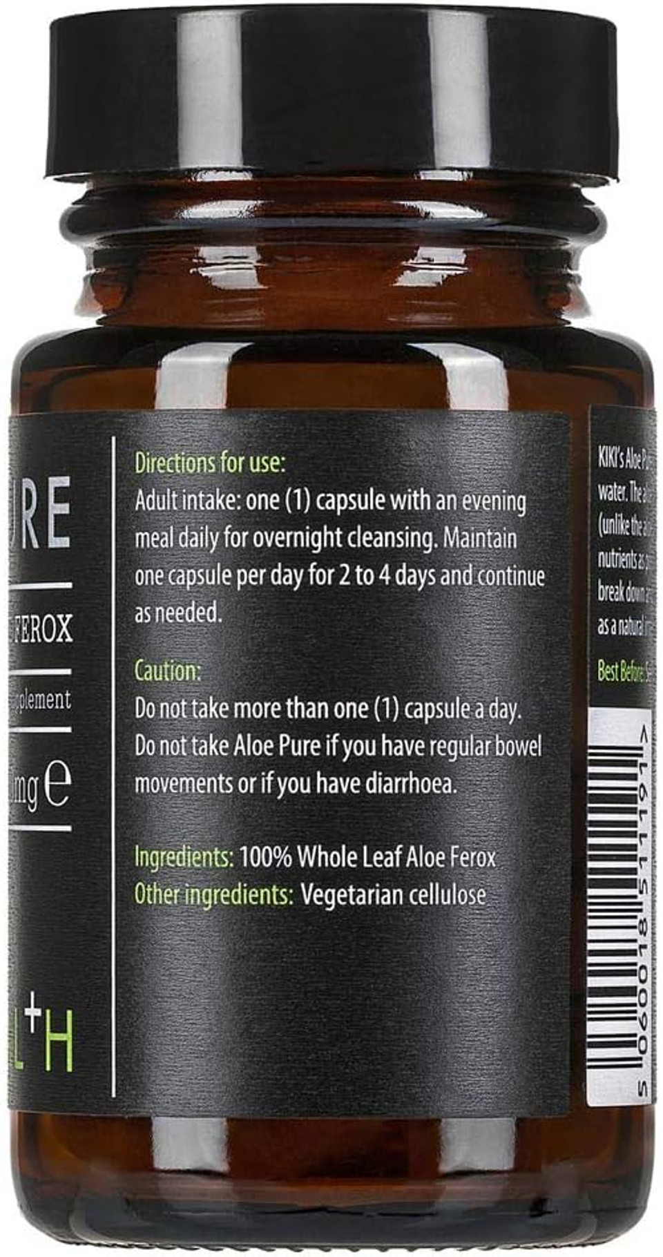 Kiki Health Aloe Pure Capsules- | 20 Vegan Capsules | 10 Months Supply | Colon Cleanse, Digestion Support, Natural Soother