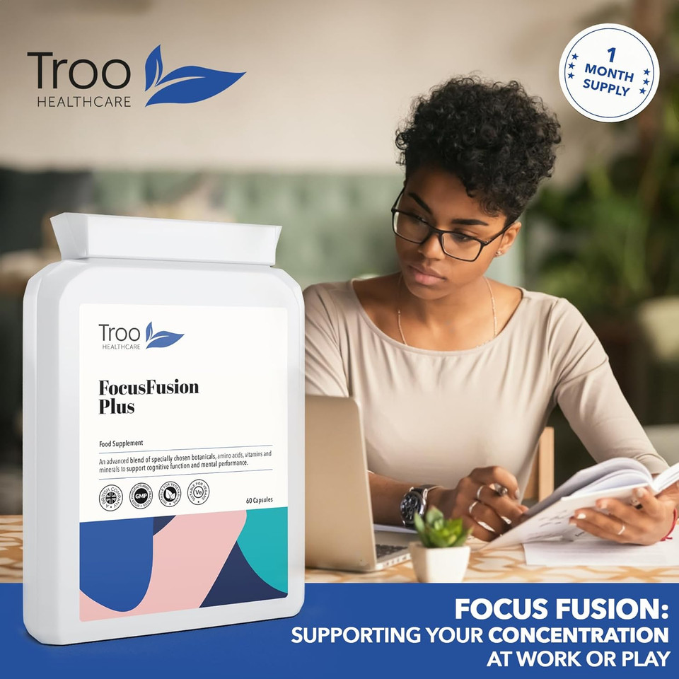 Focusfusion Plus 60 Capsules - Daily Cognitive Function Supplement To Support Concentration & Focus - Gingko Biloba, Bacopa Monnieri & Other Essential Brain Nutrients