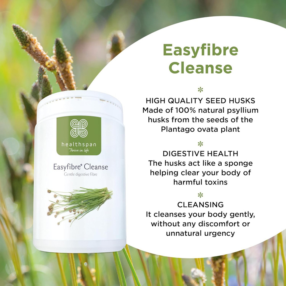 Healthspan Easyfibre Cleanse (300g) | 100% Pure Psyllium Husks Providing a Natural & Simple Solution to Help Increase Your Fibre Intake | Digestive Health | Vegan
