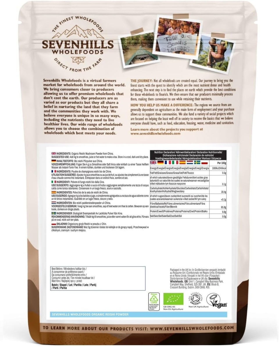 Sevenhills Wholefoods Organic Reishi Mushroom Powder 200G, Ganoderma Lucidum

Size: 200 G (Pack Of 1)