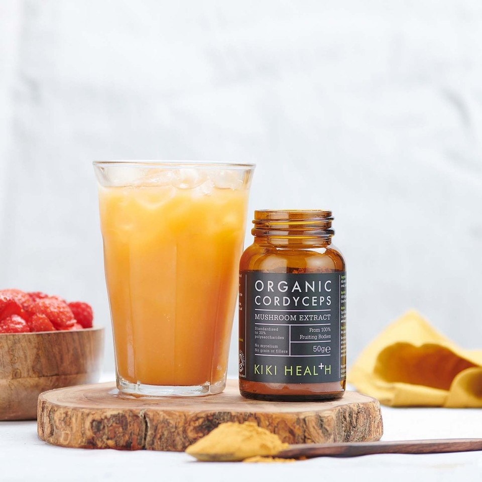 KIKI Health Premium Organic Cordyceps Mushroom Powder Extract | Immune Support & 100% Fruiting Bodies | Non-GMO Supplement & Vegan Sourced| Full-Spectrum Mushroom Extract Supplement - 50g