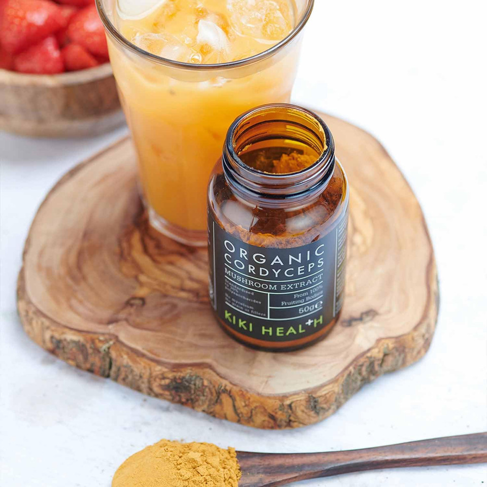 KIKI Health Premium Organic Cordyceps Mushroom Powder Extract | Immune Support & 100% Fruiting Bodies | Non-GMO Supplement & Vegan Sourced| Full-Spectrum Mushroom Extract Supplement - 50g