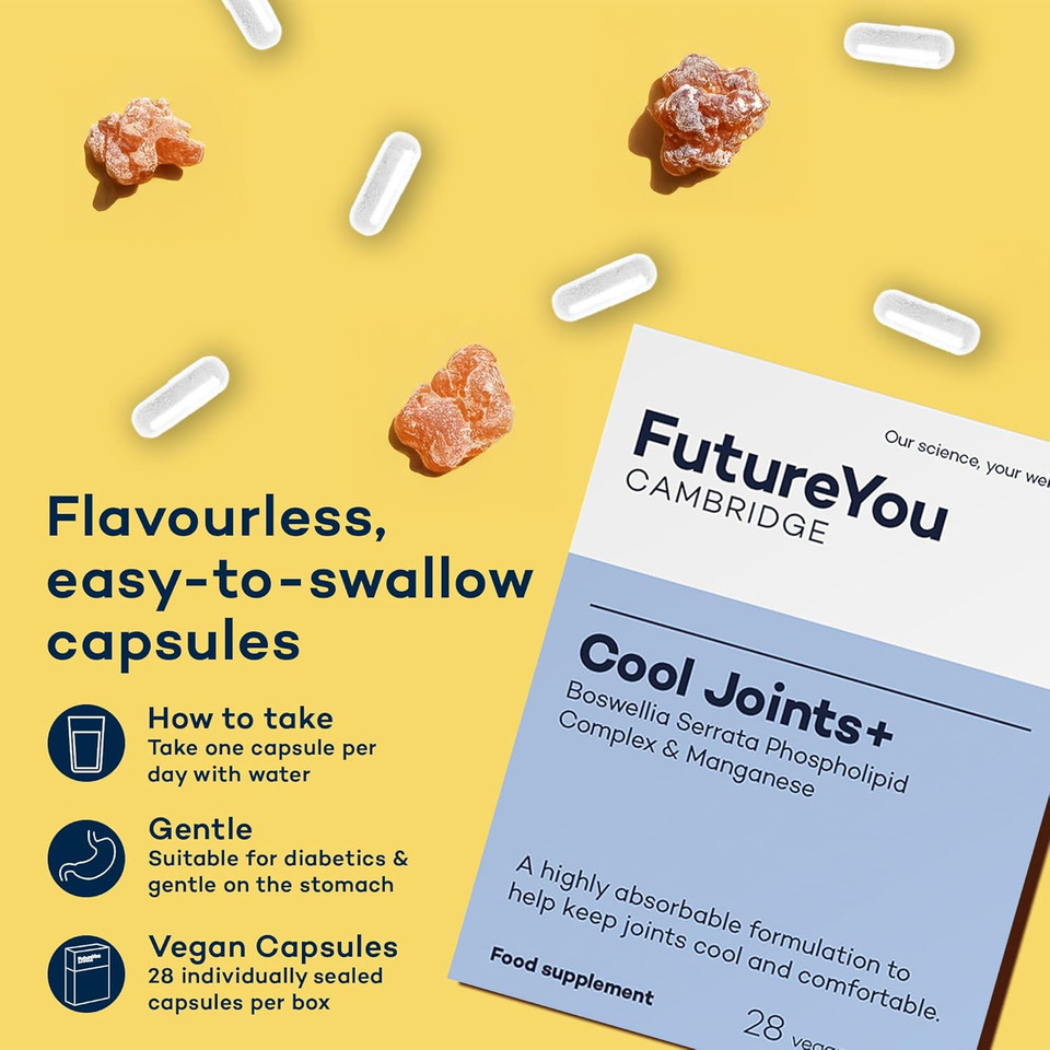 Cool Joints+ Boswellia Serrata Capsules  28 Day Supply for Comfortable Joints  Boswellia and Manganese Supplement by FutureYou Cambridge