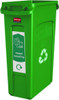 PC115MR - Narrow mixed recycling sticker attached to front of green Slim Jim bin