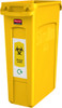 PC115MCW - Narrow Clinical Waste sticker attached to front of a yellow Slim Jim bin