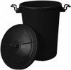 KTDB80BLA - Round plastic bin that is black in colour, has the lid removed and locking handles in an open position