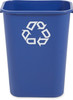 FG295773BLUE - Rubbermaid Rectangular Wastebasket with Recycling Logo - 39 Ltr - Blue