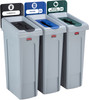 2057606 - Rubbermaid Slim Jim 3-Stream Recycling Station Bundle - Landfill/ Paper/ Mixed Recycling