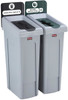 2129601 - Rubbermaid Slim Jim 2-Stream Recycling Station Bundle - Landfill/Mixed Recycling