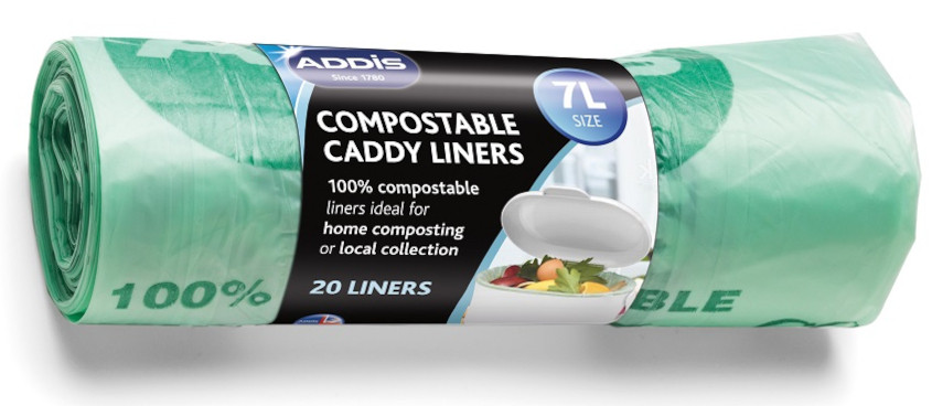 Addis Compostable Kitchen Caddy Liners 7 Ltr Roll of 20