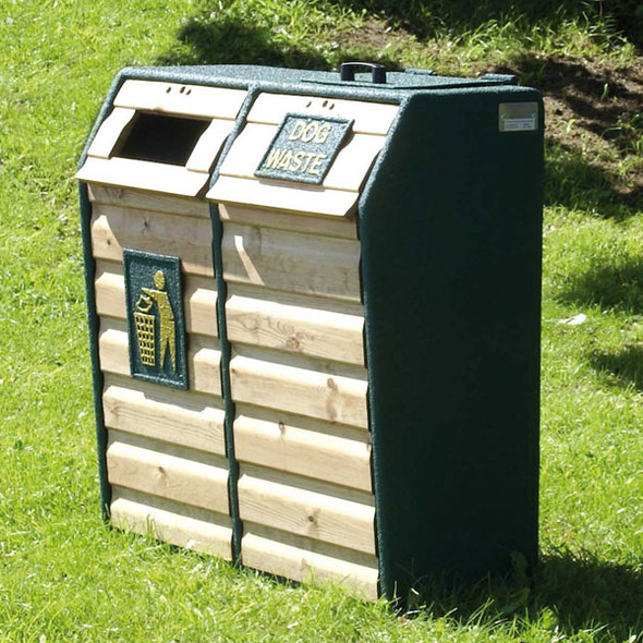Wybone Wdb/6Dl Combined Timber Fronted Dog Waste And Litter Bin Smooth - WDB/6DL