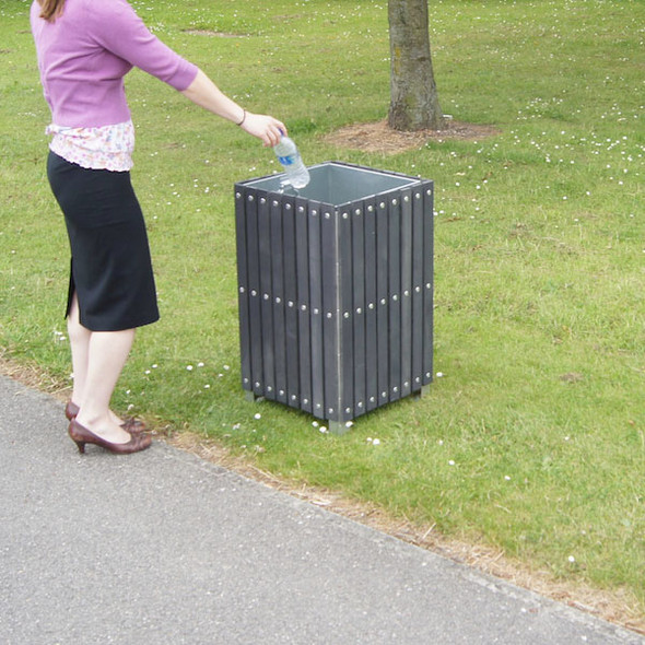 Wybone Sts/2 Slatted Square Open Top Plastic Slatted Recycling Bin - STS/2PR