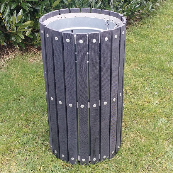 Wybone Wts/2 Circular Slatted Open Top Litter Bin Recycled Plastic Slats - WTS/2P