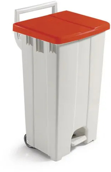 Derby Bin with Pedal - 90 Ltr - White/Red - 357004