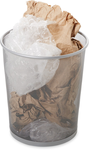 FGWMB20SLV - Rubbermaid Concept Collection Round Wastebasket - 19 Ltr - Silver - Filled with Waste