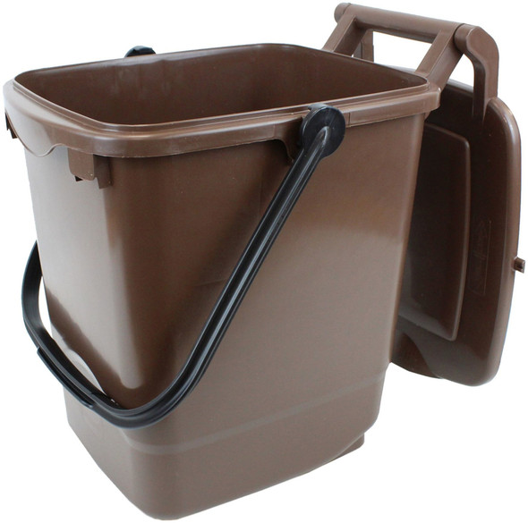 43802 - Kerbside Compost Caddy - 23 Ltr - Brown - Lid Open