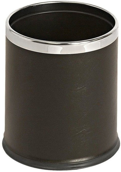 Round Open Top Hide-A-Bag Waste Bin - 10 Ltr - Black Leather Effect - WPB10HIDE/BLK/BEI