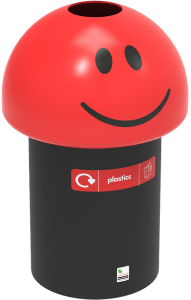 Leafield Smiley Face Emoji Recycling Bin  60 Ltr - Plastics