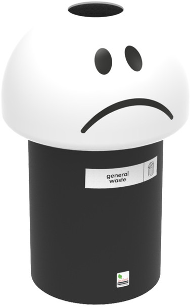 Leafield Sad Face Emoji Bin with  60 Ltr - General Waste