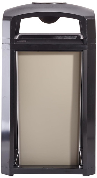 FG397501BLA - Rubbermaid Landmark Classic Dome Top Container with Ashtray & Rigid Liner - 189 Ltr - Black