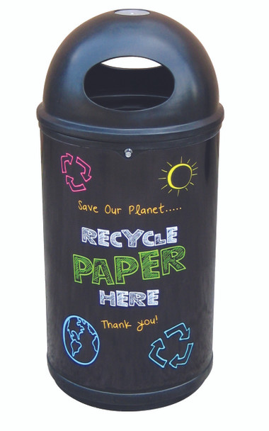 Plastic Furniture Company Classic with Paper Blackboard Recycling Graphics for Indoor & Outdoor Use - 90 Litres - C-BBR / PAPER