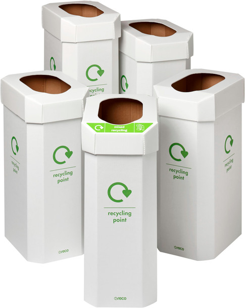 Greenwarehouse Combin Recycling Bin - 60 Ltr - White (Pack of 5) - 0030