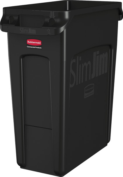 Rubbermaid Slim Jim with Venting Channels - 60 Ltr - Black - 1955959